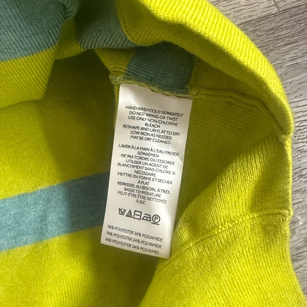 Free People Pink and Yellow Striped Sweater Large Oversized Color block Crewneck - Picture 7 of 7